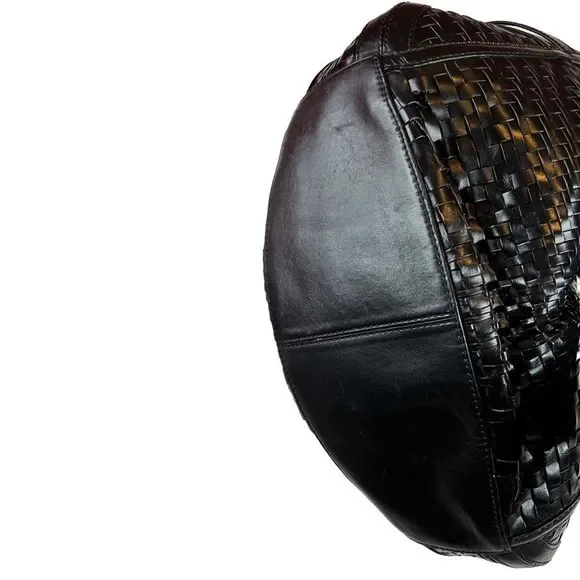 COLE HAAN Village Weave Leather Handbag Hobo or Circular in Black - Picture 11 of 16